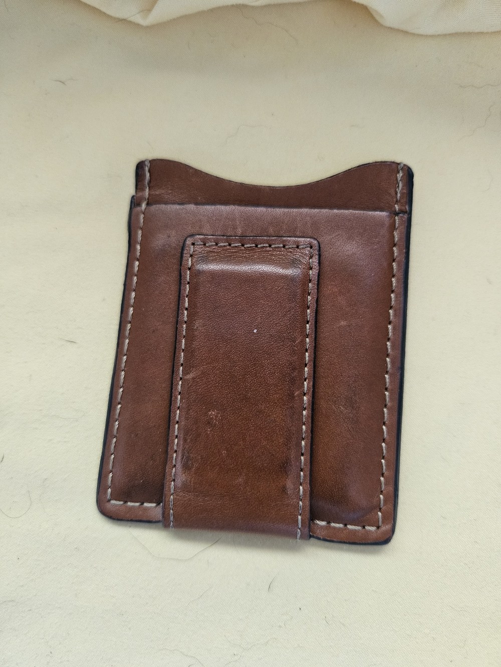 Brown Leather Magnetic Money Clip Card Holder